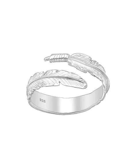 Sterling Silver Adjustable Feather Ring