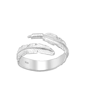 Sterling Silver Adjustable Feather Ring