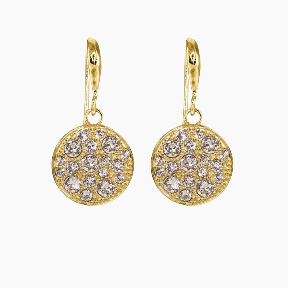 Swarovski Crystal Disc Earrings (Gold)