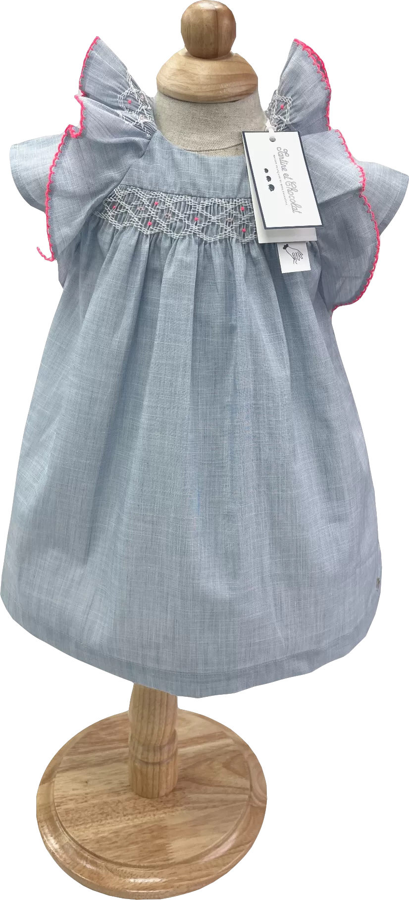 Tartine et Chocolat Blue Smocked Cotton Dress BNWT 6-9 Months