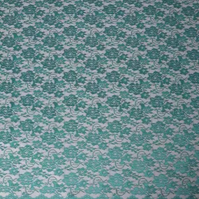 Teal Green Floral Lace Fabric, 110 cm Width, Synthetic Material from Indonesia-D21128