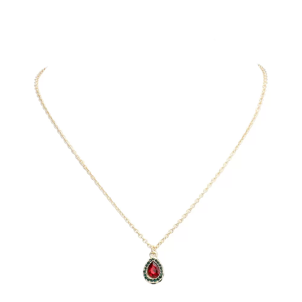 Teardrop Stone Pendant Necklace