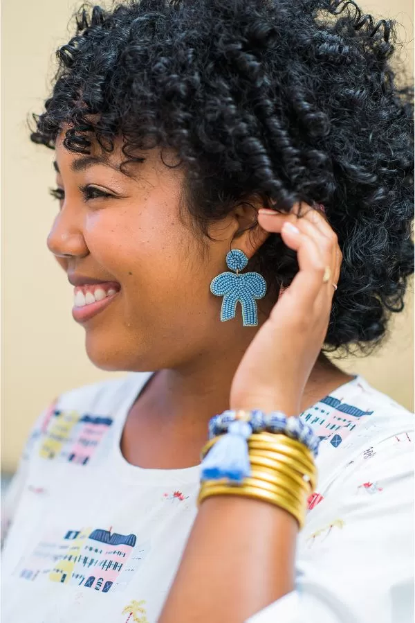 The Berkeley Bow Earring in Cornflower Blue