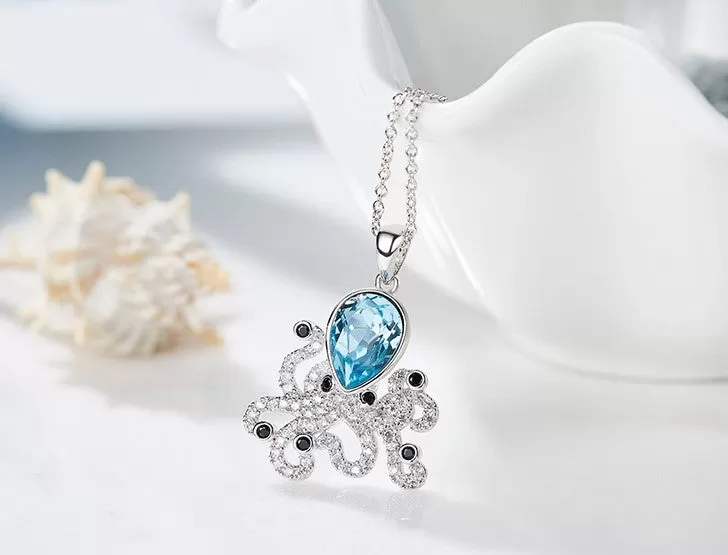 The blue topaz octopus necklace