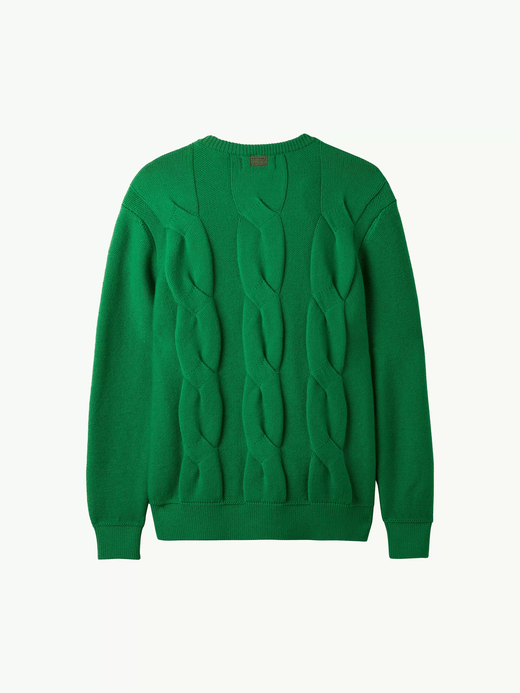 The Exploded Cable Crewneck - Bottle Green