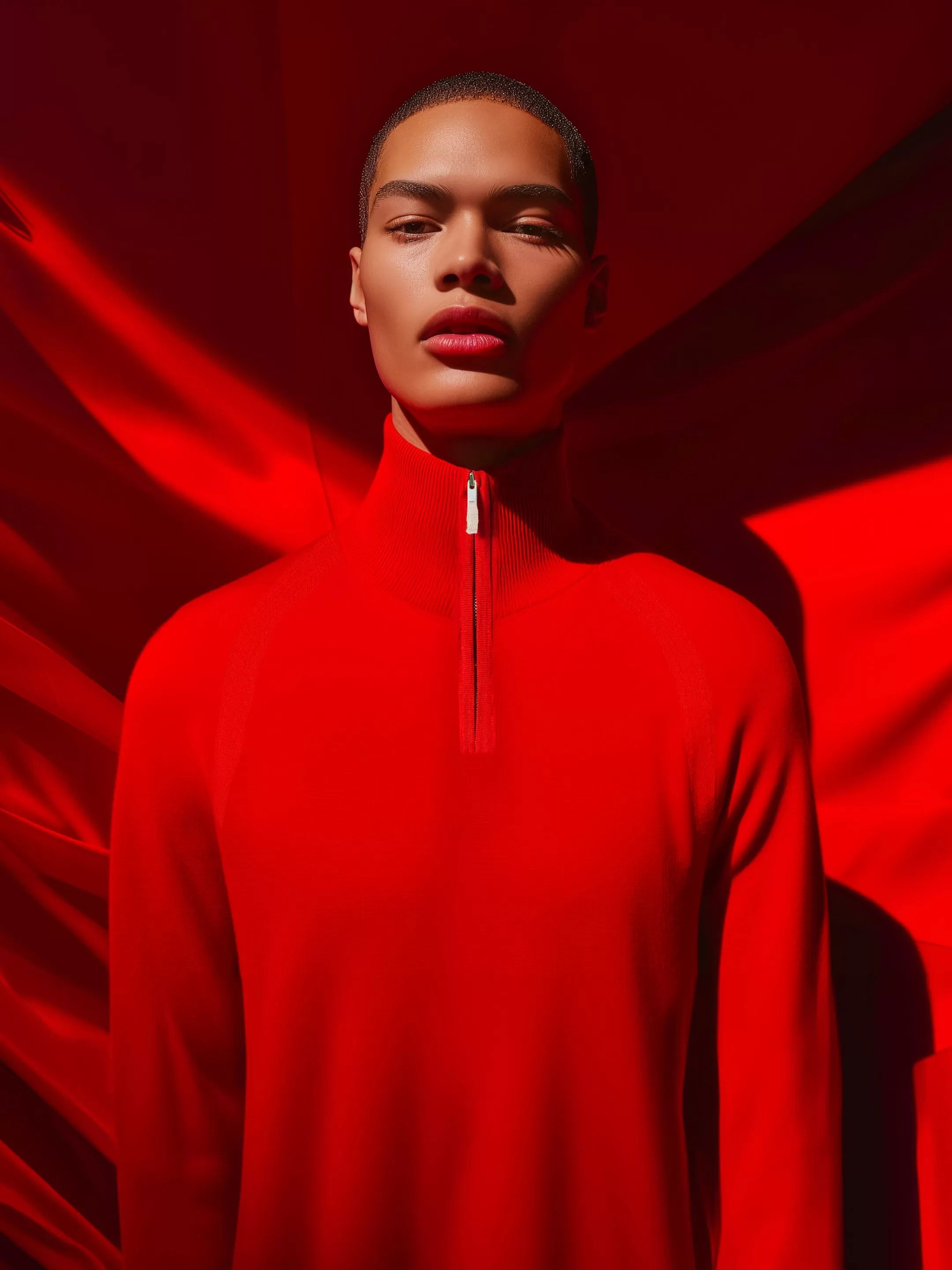 The Half Zip - Poppy Red