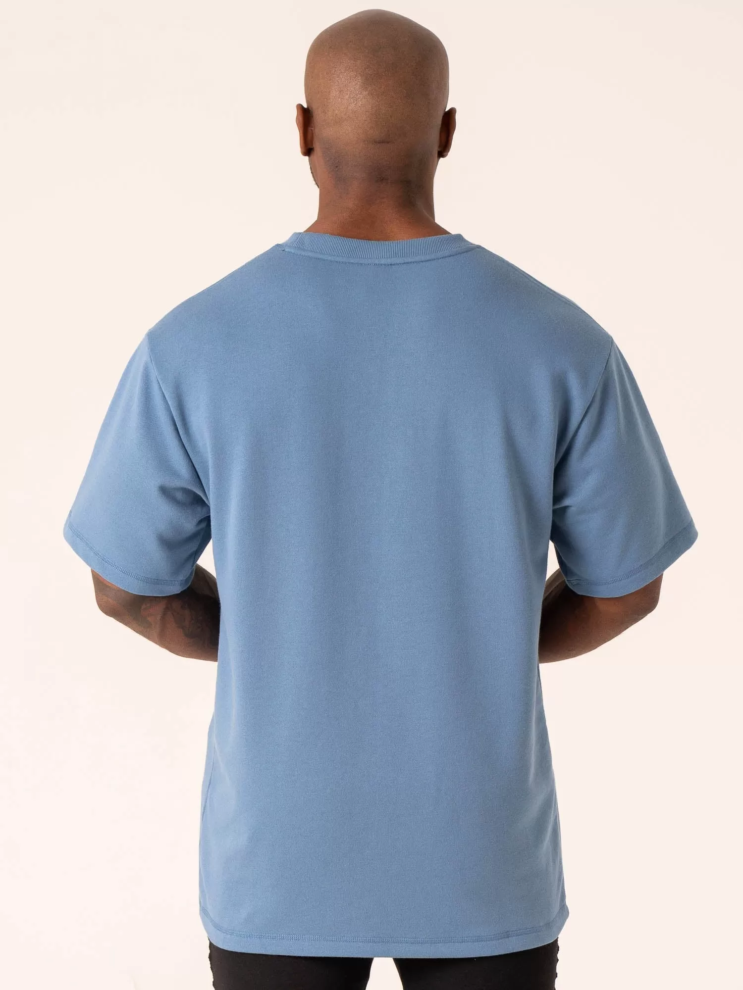 Throwback Oversized Fleece T-Shirt - Denim Blue