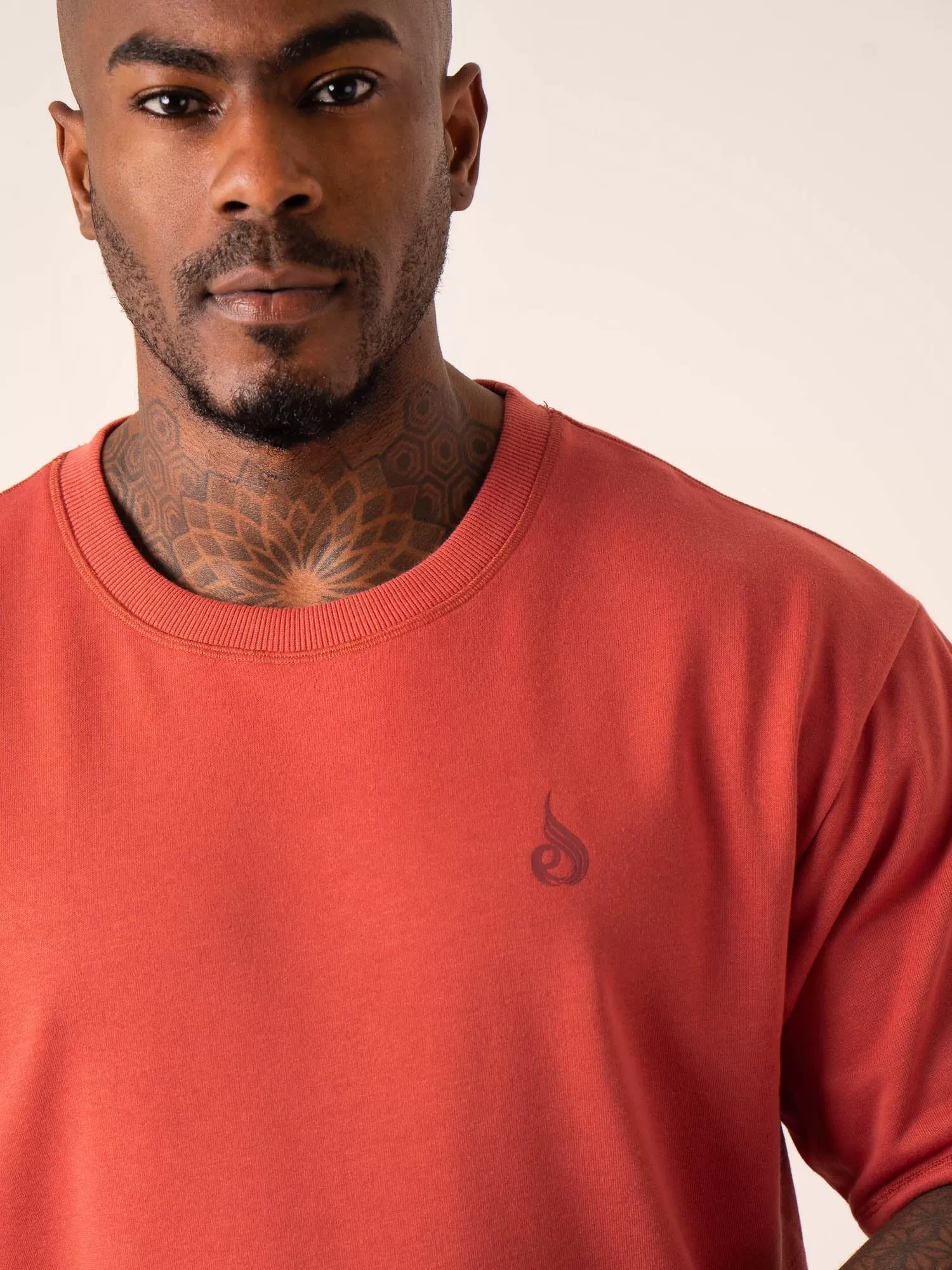 Throwback Oversized Fleece T-Shirt - Dusty Red