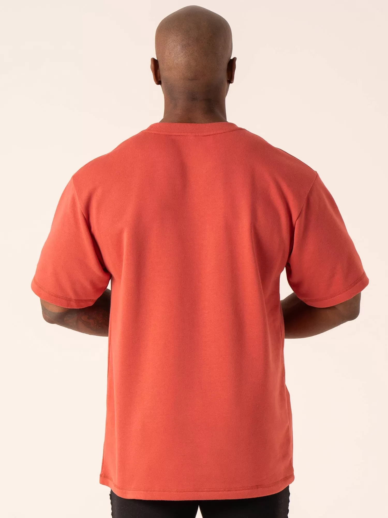 Throwback Oversized Fleece T-Shirt - Dusty Red