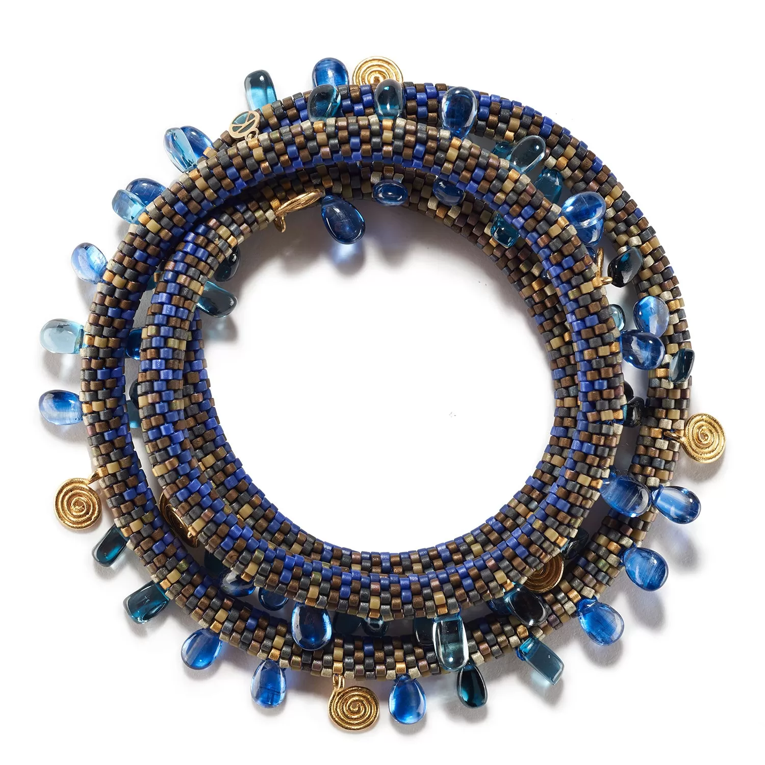 Triple Blue and Gold Bracelet/Necklace