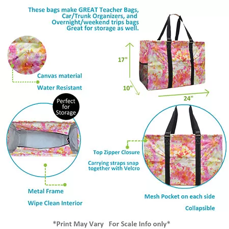 Tropical Tie Dye NGIL Mega Shopping Utility Tote Bag