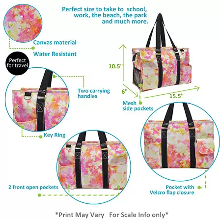 Tropical Tie Dye NGIL Zippered Caddy Organizer Tote Bag