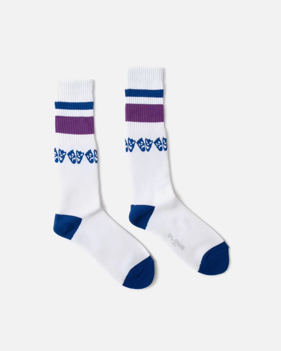 Two Face Hi Top Socks - White / Blue