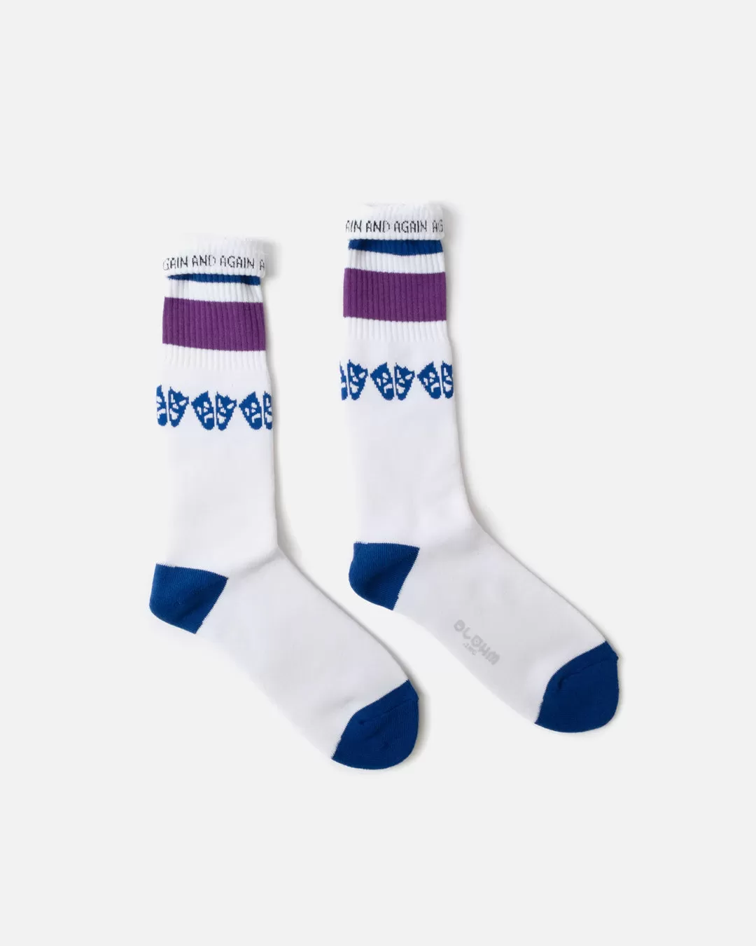 Two Face Hi Top Socks - White / Blue