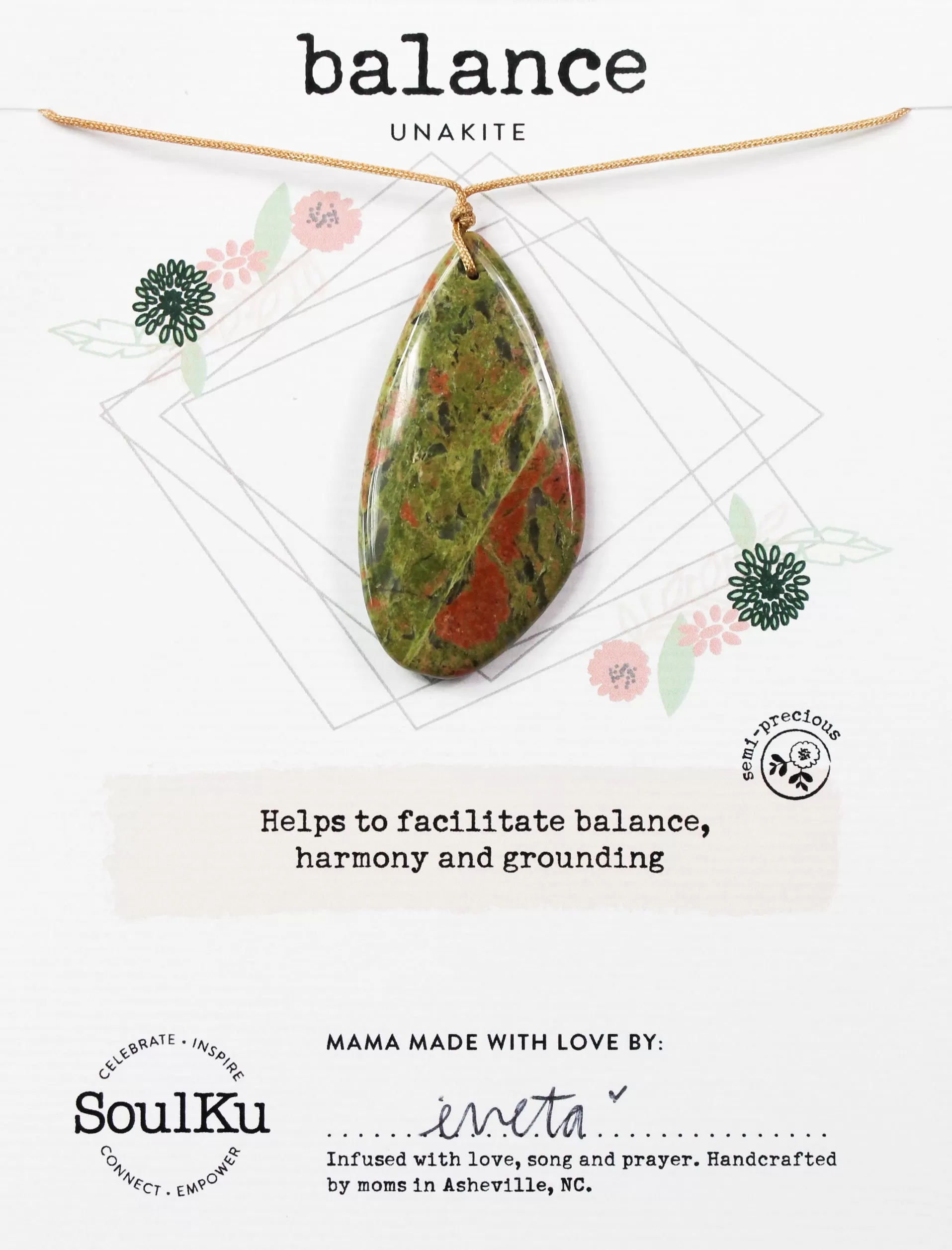 Unakite Touchstone Necklace for Balance