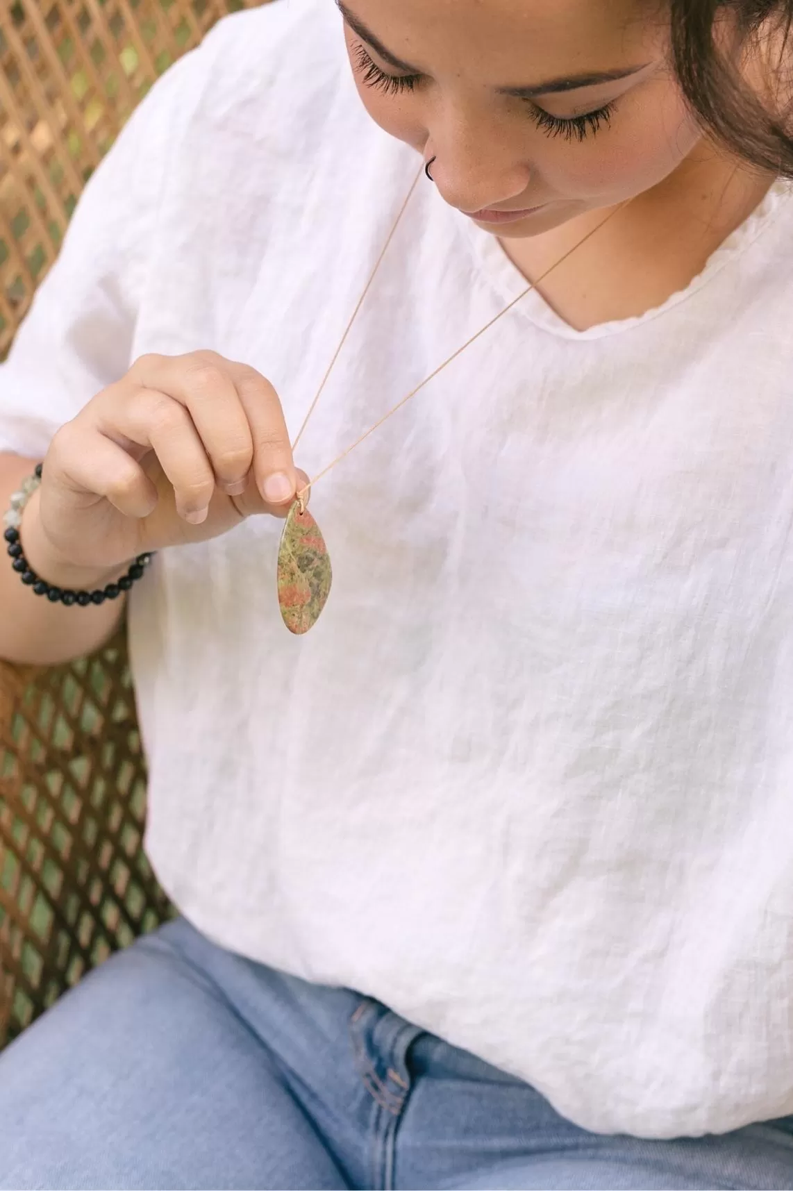 Unakite Touchstone Necklace for Balance