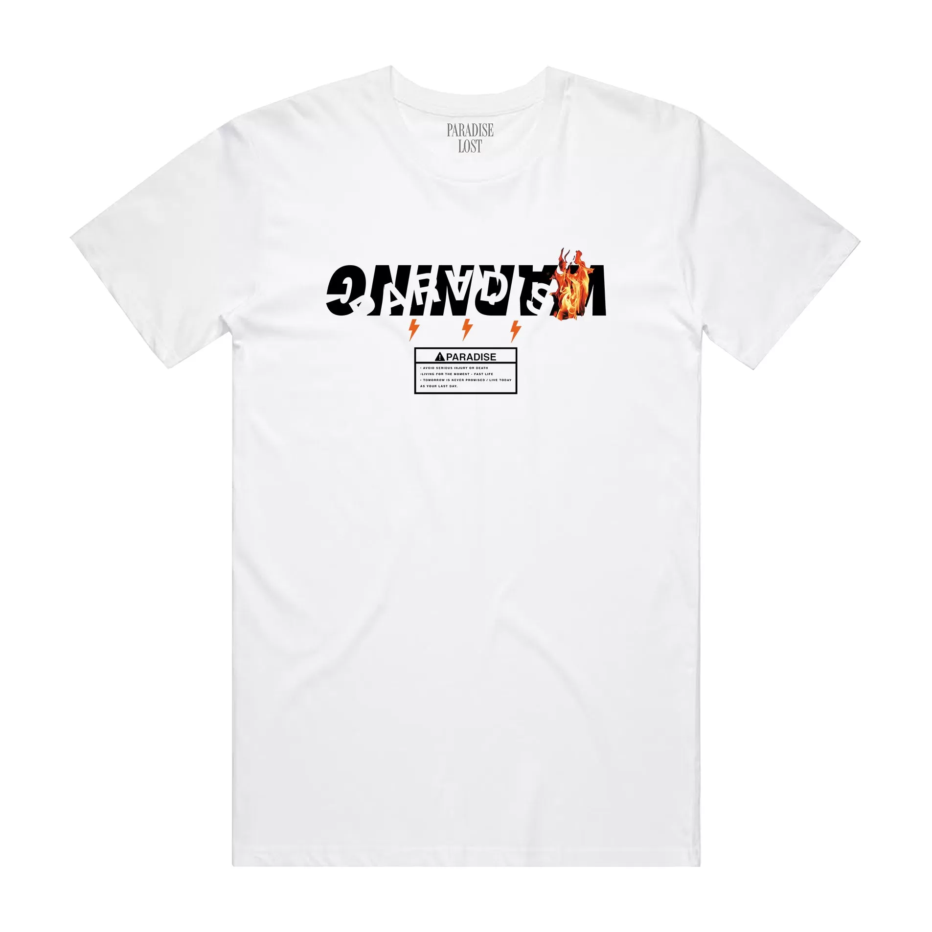 WARNING 2.0 TEE WHT/ORG