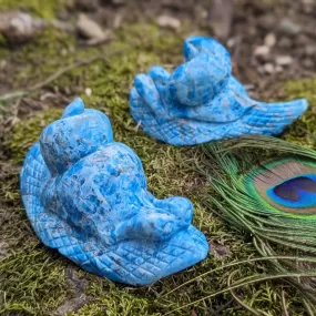 Watery Blue Apatite Adorable Snail Medium Crystal Carvings ~ Pair