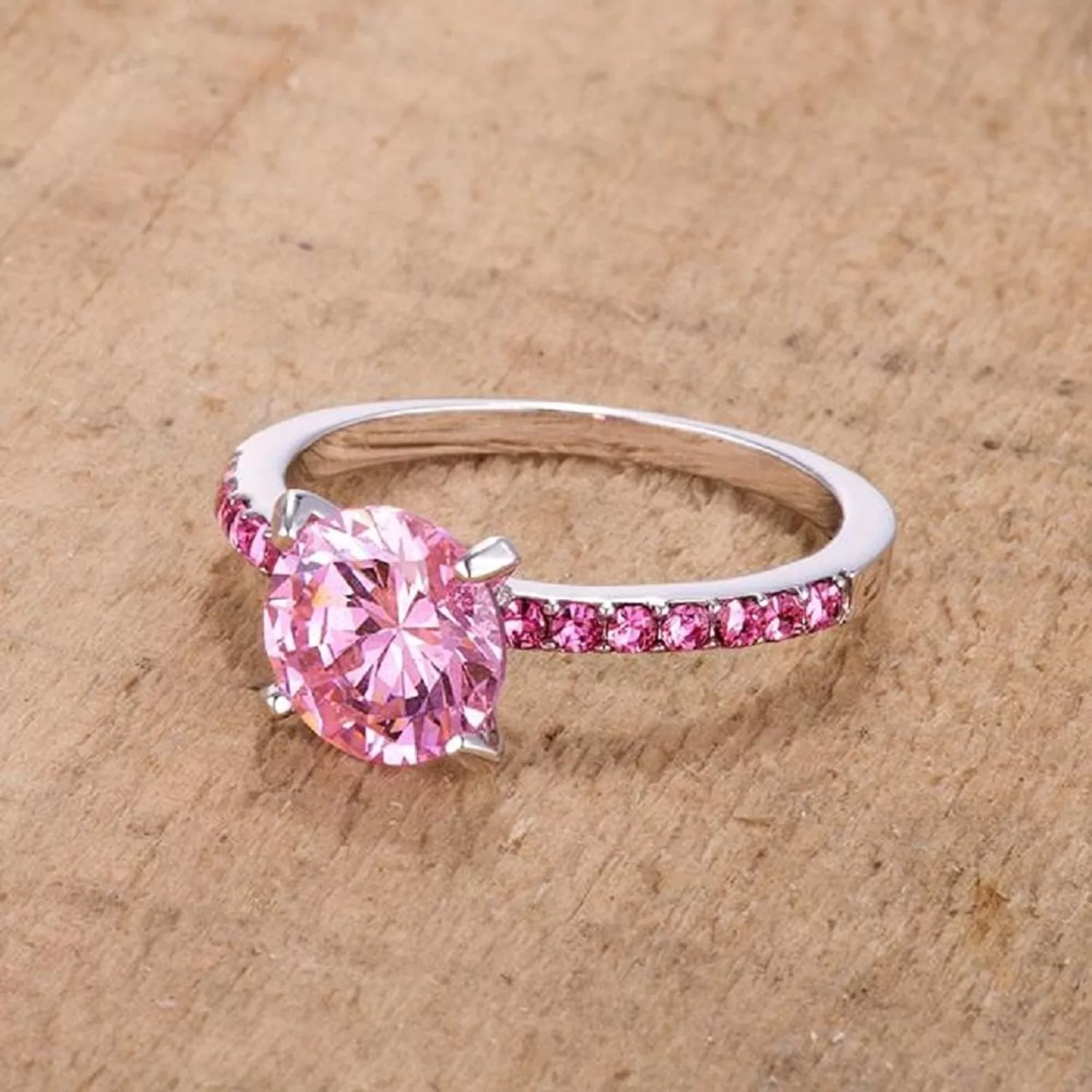 WildKlass 2.3CT Pink CZ Rhodium Plated Ring