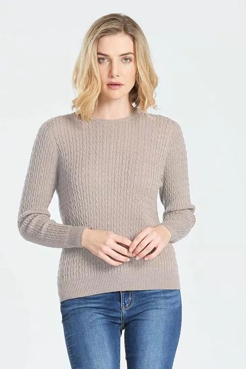 Womens LS Cable Crew Neck Jumper