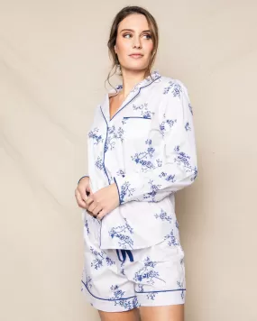 Women's Twill Long Sleeve Short Set | Indigo Floral