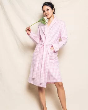 Women's Twill Robe | Pink Gingham