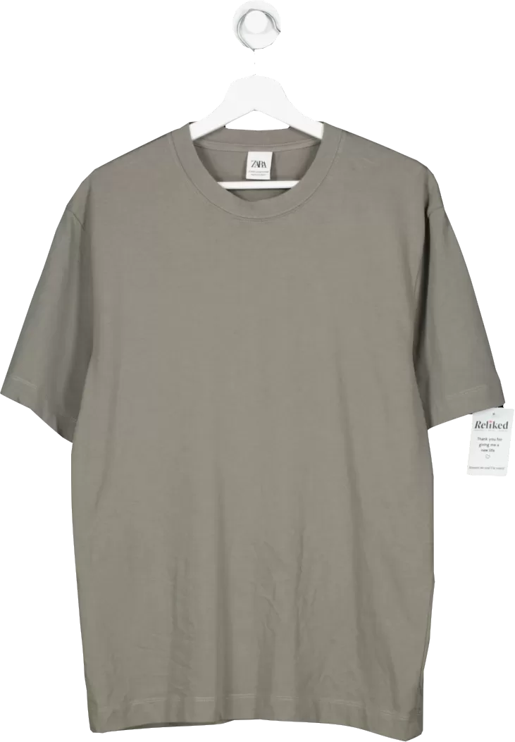 ZARA Grey Basic T Shirt UK M